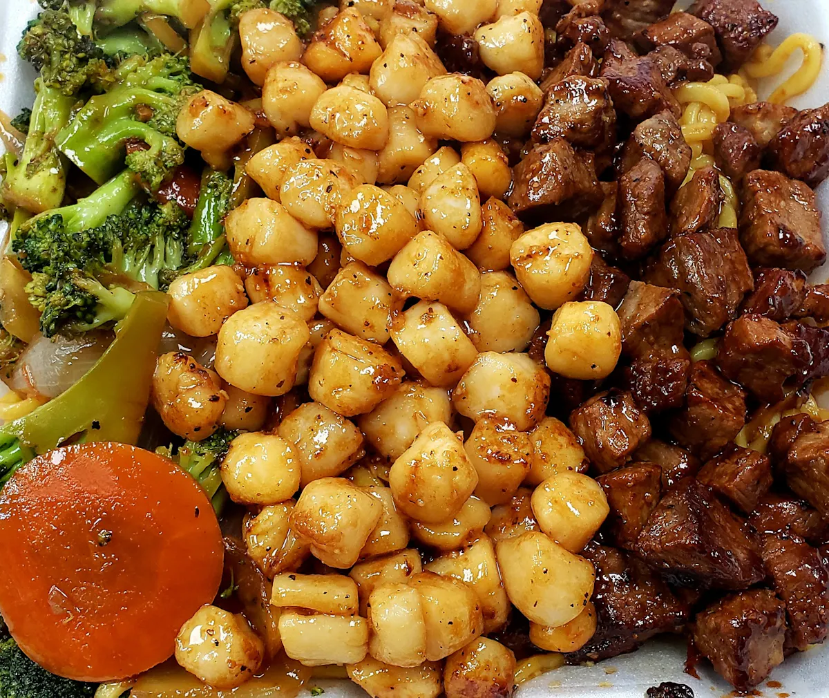 a plate of food with broccoli